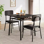 Ensemble de table à manger 3 pièces pour 2 personnes, en bois, pour cuisine, avec petite table de cuisine, chaises rembourrées et structure en métal, pour petits espaces et appartements