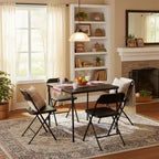 FurnitureR Folding Table and 4 Chairs Set, PP Tabletop with Metal Frame, Portable Foldable Dining Table Chair Set for Indoor Outdoor Party Camping