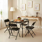 FurnitureR Folding Table and 4 Chairs Set, PP Tabletop with Metal Frame, Portable Foldable Dining Table Chair Set for Indoor Outdoor Party Camping