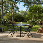FurnitureR Folding Table and 4 Chairs Set, PP Tabletop with Metal Frame, Portable Foldable Dining Table Chair Set for Indoor Outdoor Party Camping