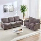 Mjkone 2 Piece Living Room Sofa Set with Riveted Design,Chenille W76''3-Seater Sofa Couch with W53''Loveseat Sofa