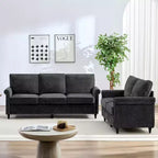 Mjkone 2 Piece Living Room Sofa Set with Riveted Design,Chenille W76''3-Seater Sofa Couch with W53''Loveseat Sofa