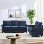 Mjkone 2 Piece Living Room Sofa Set with Riveted Design,Chenille W76''3-Seater Sofa Couch with W53''Loveseat Sofa