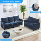 Mjkone 2 Piece Living Room Sofa Set with Riveted Design,Chenille W76''3-Seater Sofa Couch with W53''Loveseat Sofa