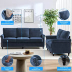 Mjkone 2 Piece Living Room Sofa Set with Riveted Design,Chenille W76''3-Seater Sofa Couch with W53''Loveseat Sofa