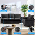 Mjkone 2 Piece Living Room Sofa Set with Riveted Design,Chenille W76''3-Seater Sofa Couch with W53''Loveseat Sofa