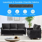 Mjkone 2 Piece Living Room Sofa Set with Riveted Design,Chenille W76''3-Seater Sofa Couch with W53''Loveseat Sofa