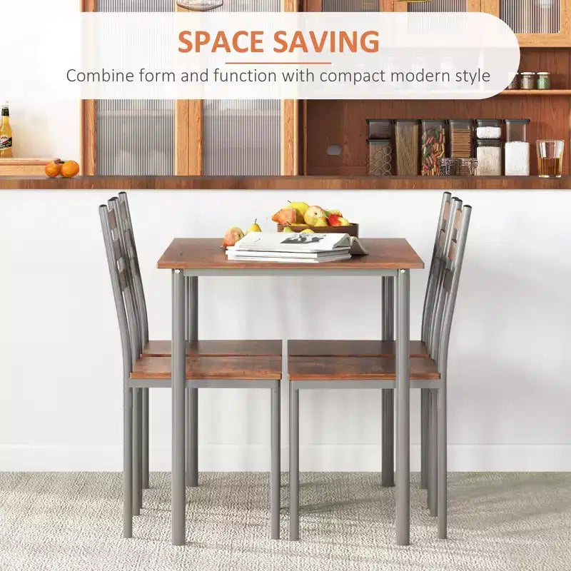 Dining Table Set for 4, 5 Piece Modern Kitchen Table and Chairs, Solid Wood Dining Room Set for Small Spaces, Breakfast Nook