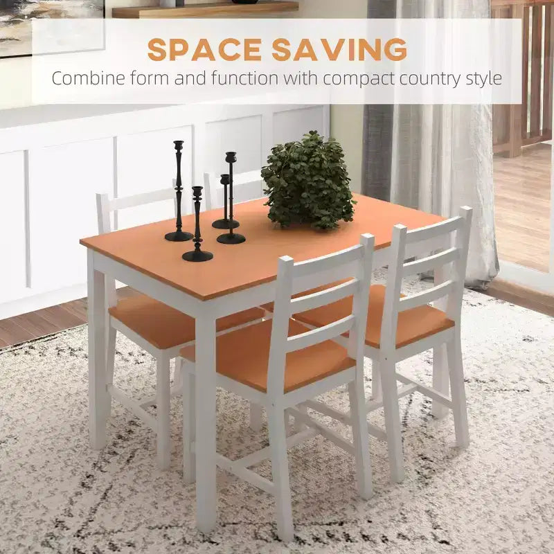 Dining Table Set for 4, 5 Piece Modern Kitchen Table and Chairs, Solid Wood Dining Room Set for Small Spaces, Breakfast Nook