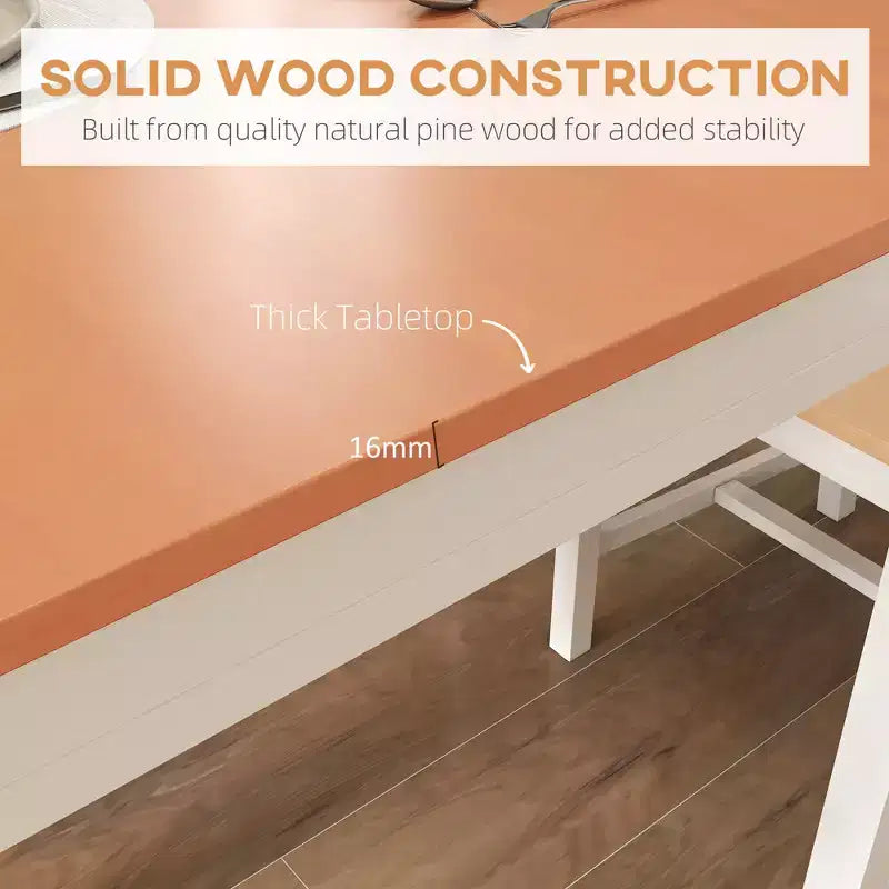 Dining Table Set for 4, 5 Piece Modern Kitchen Table and Chairs, Solid Wood Dining Room Set for Small Spaces, Breakfast Nook