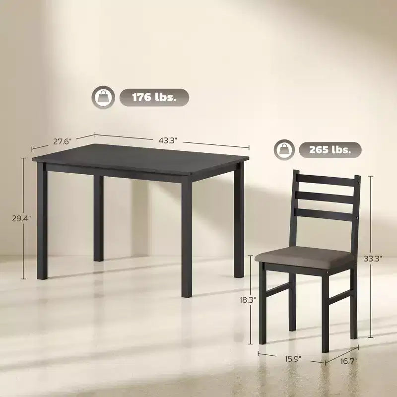 Dining Table Set for 4, 5 Piece Modern Kitchen Table and Chairs, Solid Wood Dining Room Set for Small Spaces, Breakfast Nook