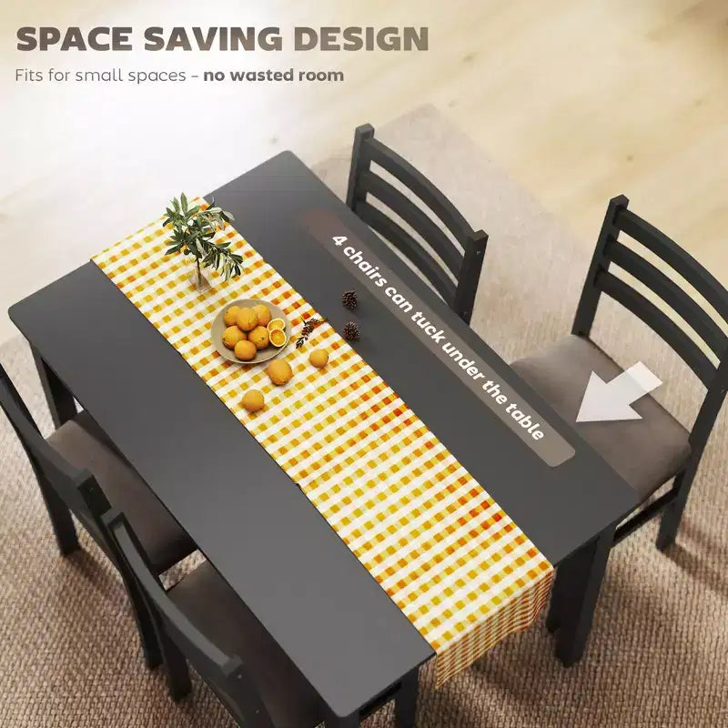 Dining Table Set for 4, 5 Piece Modern Kitchen Table and Chairs, Solid Wood Dining Room Set for Small Spaces, Breakfast Nook