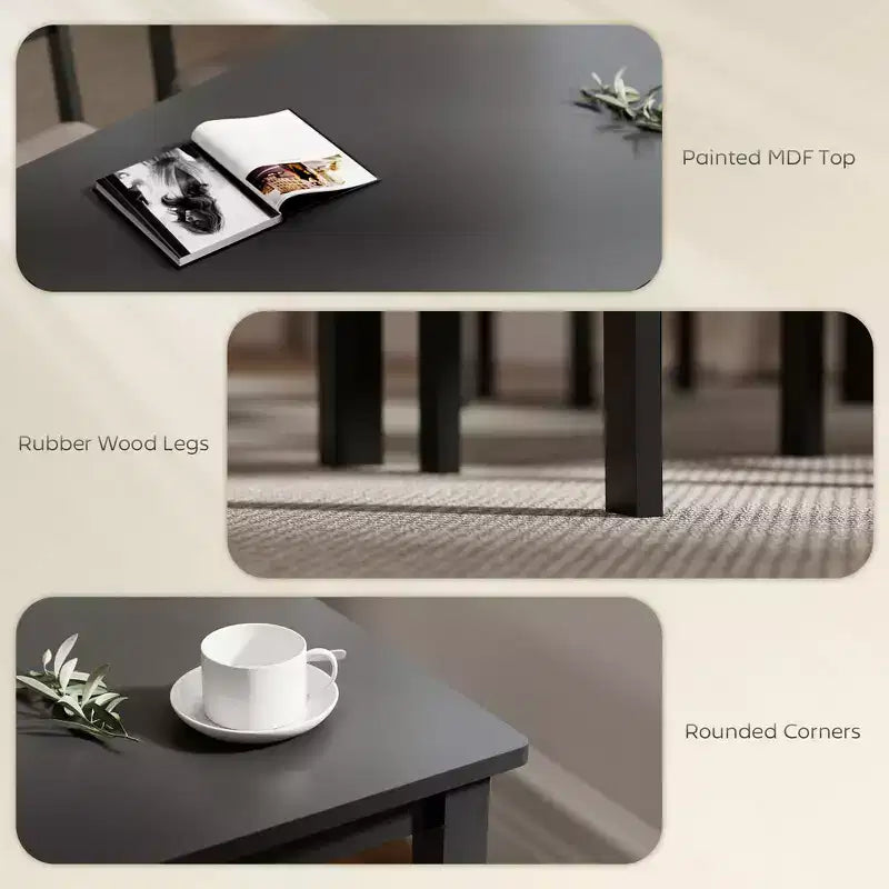 Dining Table Set for 4, 5 Piece Modern Kitchen Table and Chairs, Solid Wood Dining Room Set for Small Spaces, Breakfast Nook