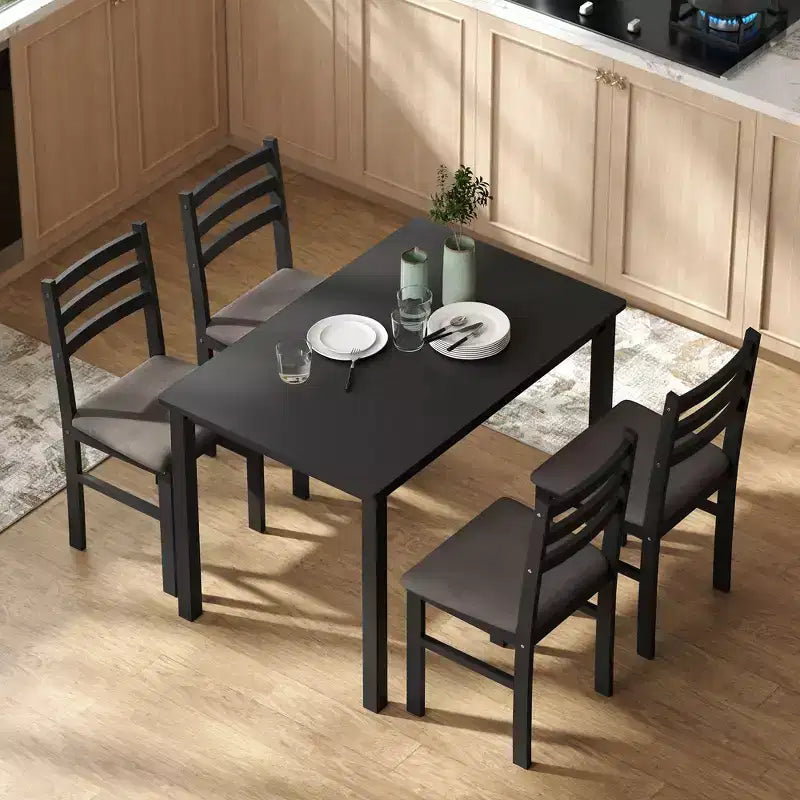 Dining Table Set for 4, 5 Piece Modern Kitchen Table and Chairs, Solid Wood Dining Room Set for Small Spaces, Breakfast Nook