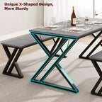Eettafelset voor 4 personen met 2 banken, rechthoekige keukentafel, stevig metalen frame, ruimtebesparend voor eetkamer, keuken of appartement