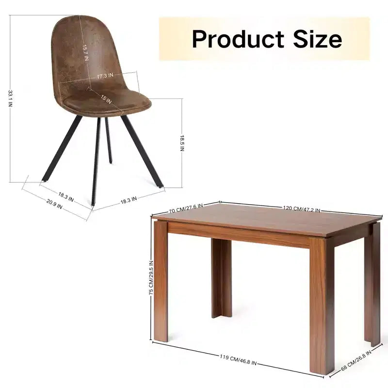 FurnitureR 47.2 Dining Table Set with 4 Swivel Chairs, MDF Table Top and Legs, Upholstered 360 Rotating Dining Chairs for Kitchen & Dining Room