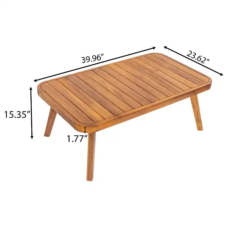 Christopher Knight Home Saelin 2 Piece Modern Outdoor Acacia Wood Conversation Set with Coffee Table and Rope Arm Sofa