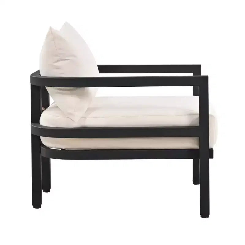 Whisen loungeset voor buiten met salontafel, eenvoudig te reinigen, snel te monteren en roestbestendig staal – beige