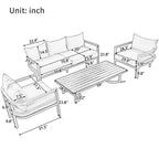 Whisen loungeset voor buiten met salontafel, eenvoudig te reinigen, snel te monteren en roestbestendig staal – beige
