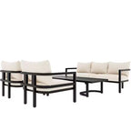 Whisen loungeset voor buiten met salontafel, eenvoudig te reinigen, snel te monteren en roestbestendig staal – beige