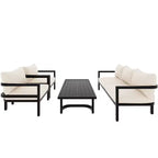 Whisen loungeset voor buiten met salontafel, eenvoudig te reinigen, snel te monteren en roestbestendig staal – beige