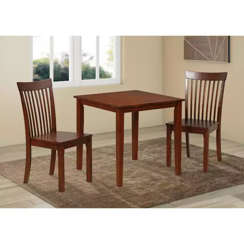 Kings Brand Furniture 3-Piece Solid Wood Dining Set Cappuccino