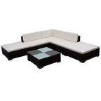 vidaXL Patio Furniture Set 6 Piece Patio Sectional Sofa with Table Poly Rattan