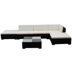 vidaXL Patio Furniture Set 6 Piece Patio Sectional Sofa with Table Poly Rattan