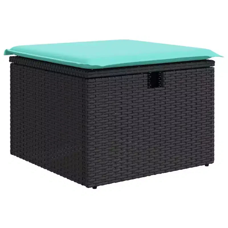 vidaXL 4-delige tuinset met kussens, zwart polyrotan - zwart blauw