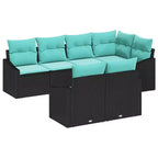 vidaXL Garden Sofa Set with Cushion 7 pcs Black and Turquoise
