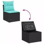 vidaXL Garden Sofa Set with Cushion 7 pcs Black and Turquoise