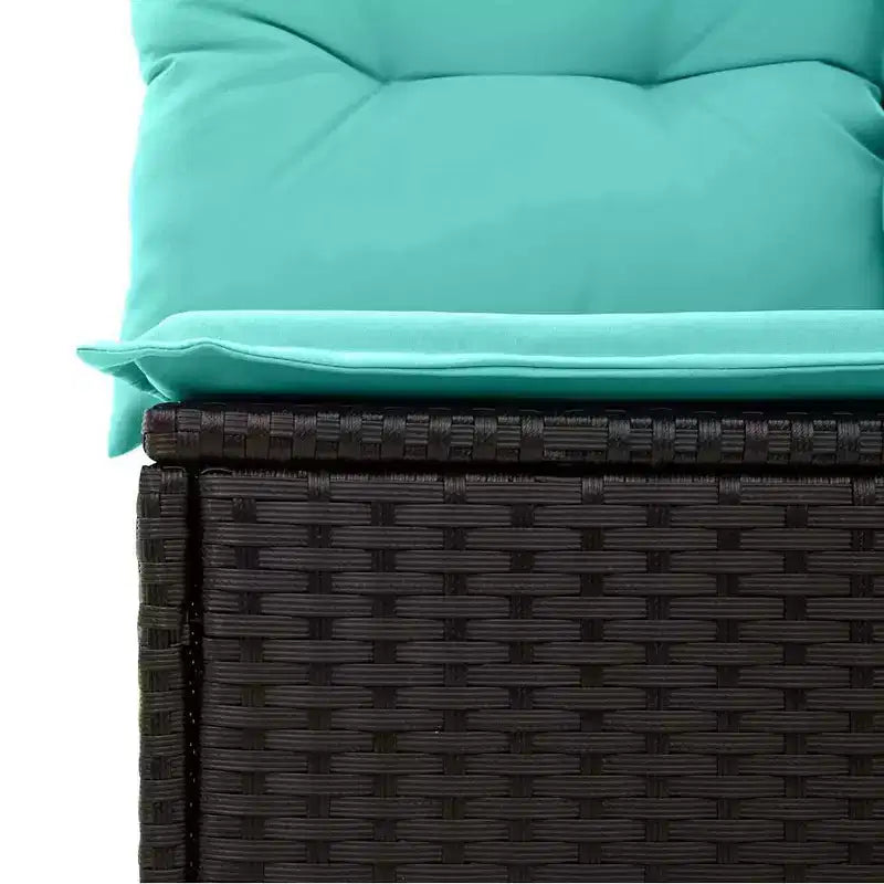 vidaXL Garden Sofa Set with Cushion 7 pcs Black and Turquoise