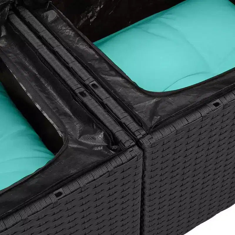 vidaXL Garden Sofa Set with Cushion 7 pcs Black and Turquoise