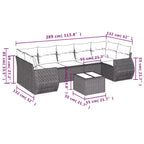 vidaXL 8 Piece Patio Sofa Set with Cushions Brown Poly Rattan - Brown and Cream