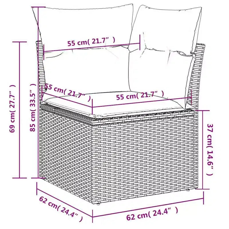 vidaXL 8 Piece Patio Sofa Set with Cushions Brown Poly Rattan - Brown and Cream