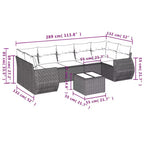 vidaXL 8 Piece Patio Sofa Set with Cushions Brown Poly Rattan - Brown and Cream