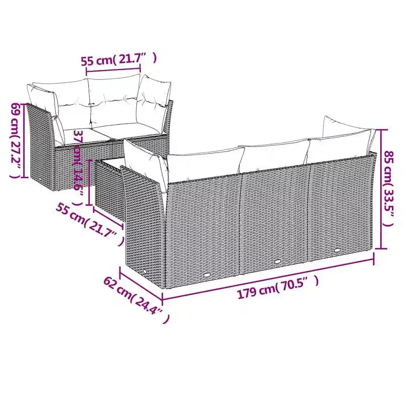 vidaXL 6-delige patiosofa-set met kussens, polyrotan - zwart en crème
