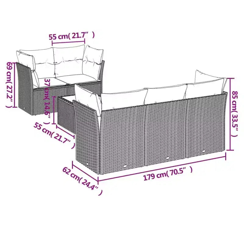 vidaXL 6-delige patiosofa-set met kussens, polyrotan - zwart en crème