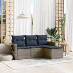 vidaXL Patio Sofa Set Black PE rattan, powder-coated steel Standard