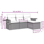 vidaXL Patio Sofa Set Black PE rattan, powder-coated steel Standard