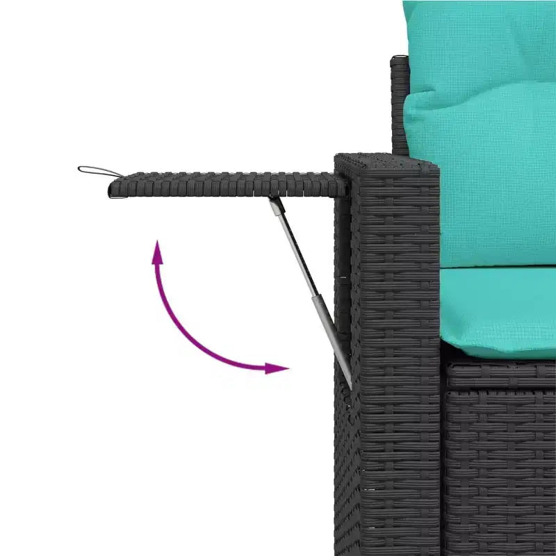 vidaXL Patio Sofa Set Black PE rattan, powder-coated steel Standard