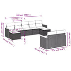 vidaXL Patio Sofa Set Black PE Rattan, Powder-Coated Steel Large Modular