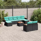 vidaXL Patio Sofa Set Black PE Rattan, Powder-Coated Steel Large Modular
