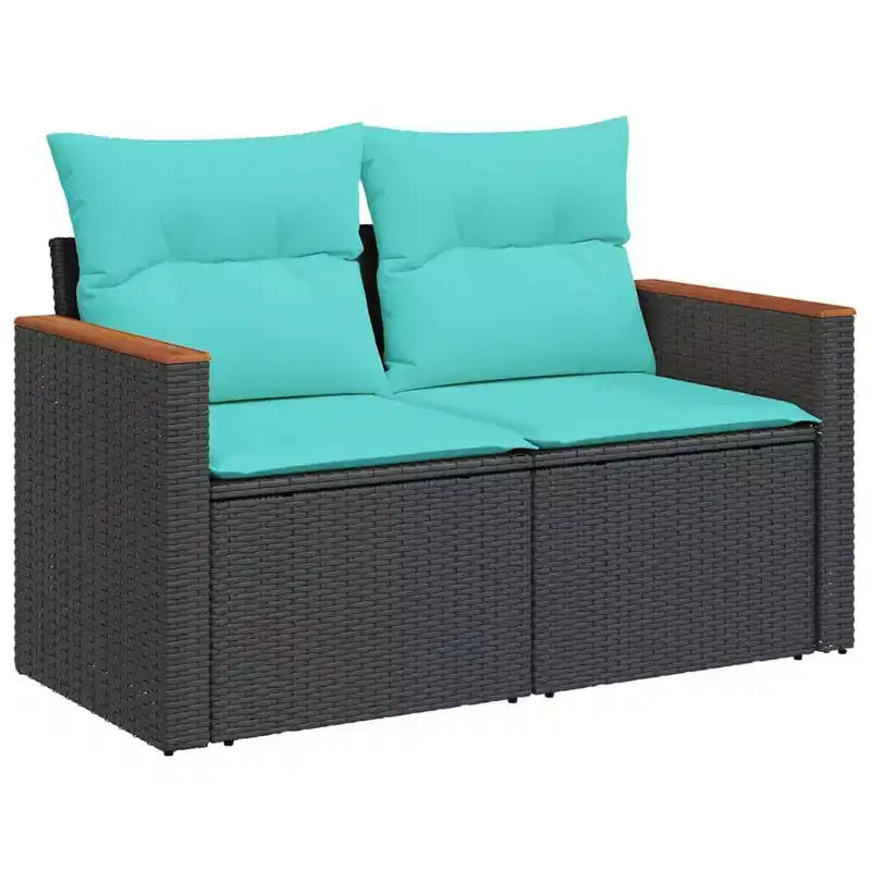 vidaXL Patio Sofa Set Black PE Rattan, Powder-Coated Steel Large Modular