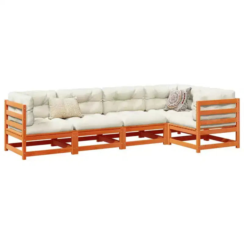 vidaXL Garden Sofa Set Natural wood Solid pine wood 5 Piece Set Modular