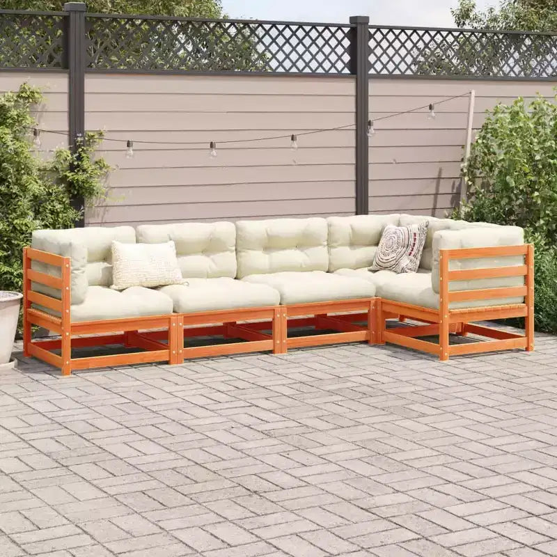 vidaXL Garden Sofa Set Natural wood Solid pine wood 5 Piece Set Modular