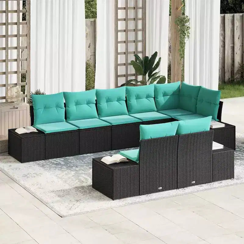 vidaXL Garden Sofa Set with Cushion 8 pcs Poly Rattan