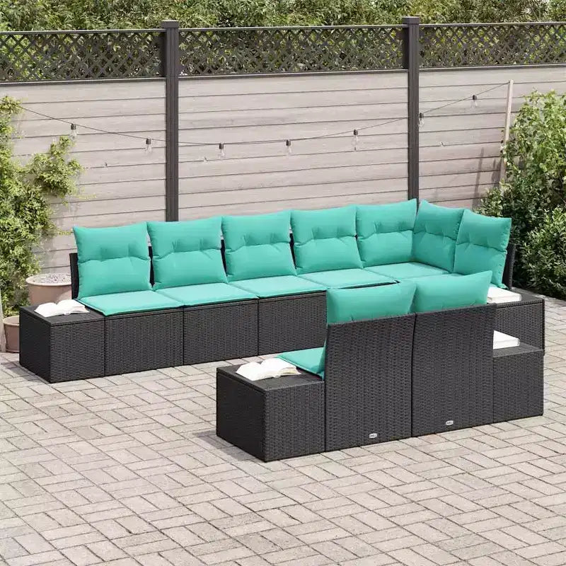 vidaXL Garden Sofa Set with Cushion 8 pcs Poly Rattan
