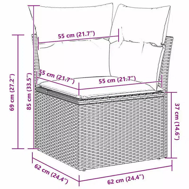 vidaXL Garden Sofa Set with Cushion 8 pcs Poly Rattan