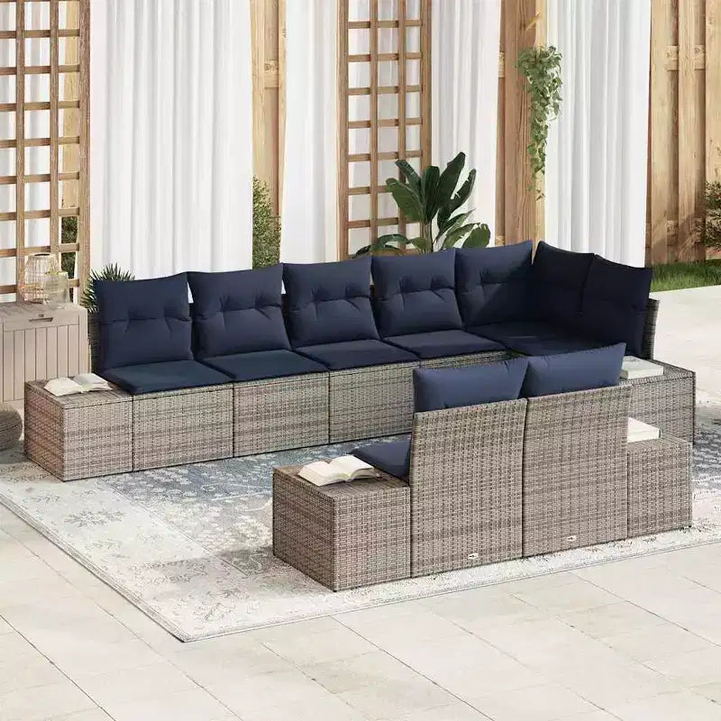 vidaXL Garden Sofa Set with Cushion 8 pcs Poly Rattan